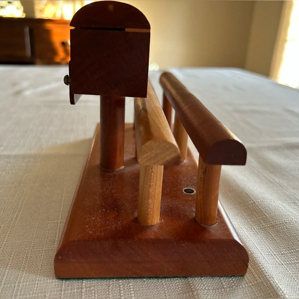 Vintage, Handcrafted Wooden mail and stamp holder